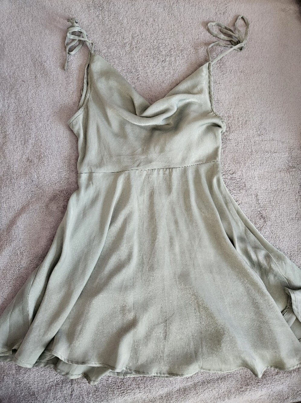 Sage Green Satin Tie-Back Mini Dress